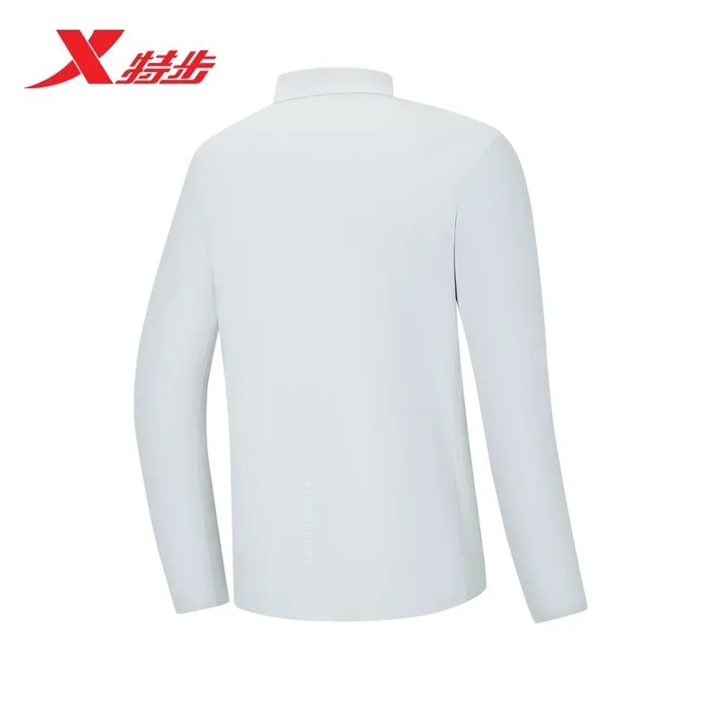 特步半拉链运动T恤2025冬季新款立领防风长袖针织衫975429030112 - 图0