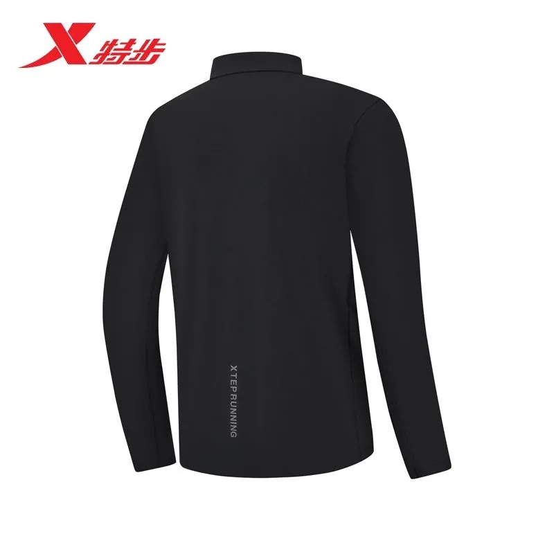 特步半拉链运动T恤2025冬季新款立领防风长袖针织衫975429030112 - 图2