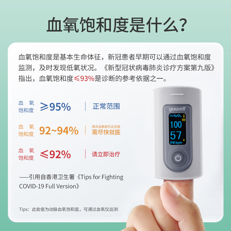 鱼跃血氧仪家用指夹式血氧饱和度检测手指脉搏指脉氧仪测心率机器_虎窝淘