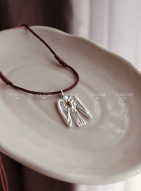 小众设计风信鸟虎眼石项链抽拉式毛衣链手工编绳串珠简约百搭质感