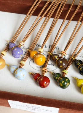 彩色多巴胺滴油葫芦项链轻奢小众时尚高级感毛衣链女新中式国风