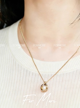 复古轻奢简约珍珠项链天然淡水珍珠铜镀18k金细链优雅高级老钱风