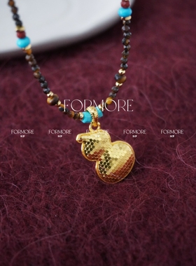 葫芦福禄串珠项链正反两戴新中式国风轻奢滴油长毛衣链虎眼石新年