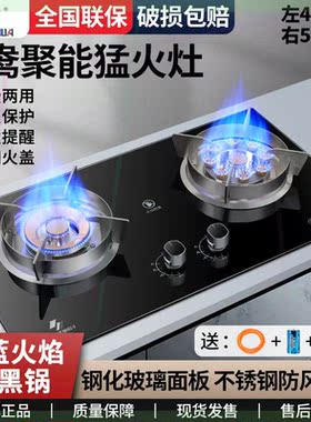 燃气灶双灶家用定时煤气灶液化气灶天然气灶台嵌两用猛火灶头