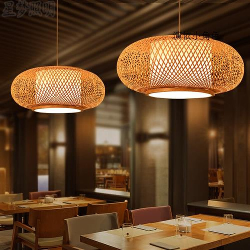 新中式仿古创意竹编饭店茶室餐厅火锅灯笼店日式复古禅意竹艺吊灯_虎窝淘