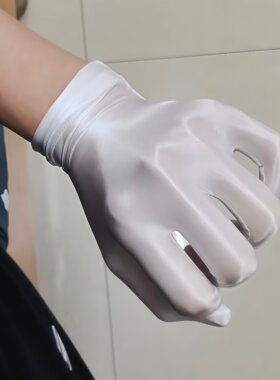 白色极光丝袜手套性感马油手丝高密度分指套超丝滑cosplay五指套