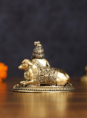 Krishna与牛像精细迷你精雕