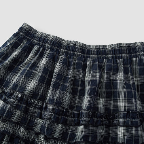 商场同款|森马半身长裙女夏木耳边格纹2026蛋糕A字裙107326120051 - 图2