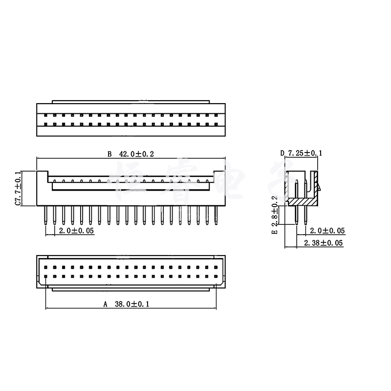 PHB2.0mm间距直针座2*2双排带扣2x2pin3456810-15p连接器PHSD插座 - 图2