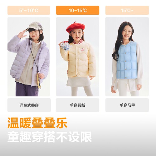 【26春新品】波司登儿童女童轻薄葫芦纹圆领外套短四防羽绒服男童 - 图0