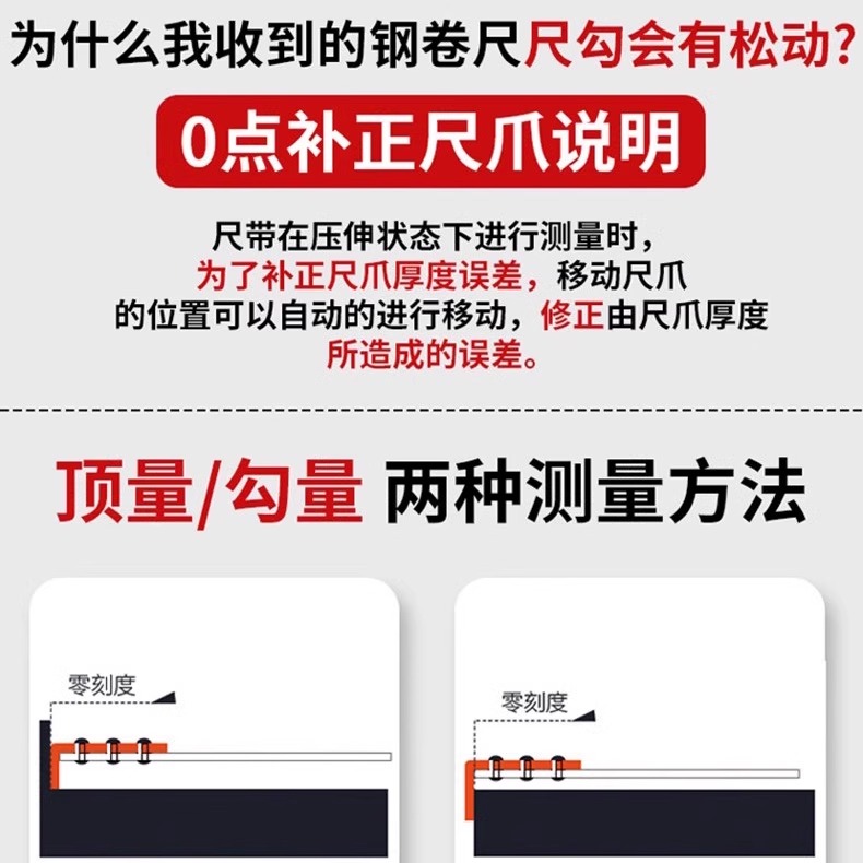 宏迪卷尺正品5.5米加厚加硬耐磨钢卷尺一级精度10米尺子圈尺新款 - 图3