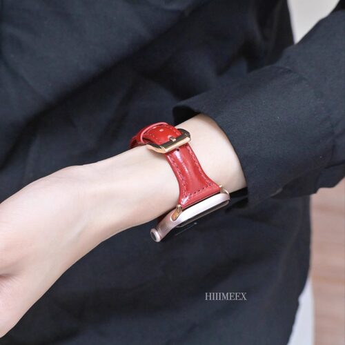 适用苹果手表 新款小蛮腰玫瑰粉iwatch表带applewatch表带创意表链柔软真皮表带高级感 - 图1