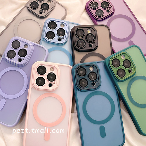 简约磨砂磁吸适用苹果16手机壳透明iphone15promax情侣新款13pro防摔12硅胶14pro纯色高级感11女款13保护套男 - 图0