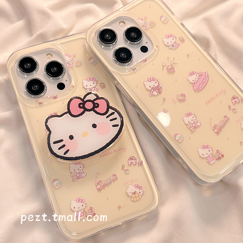 卡通hellokitty带支架适用苹果14手机壳少女心iphone15promax迷你新款13pro防摔12硅胶14pro可爱11女款13全包-图3