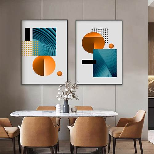 层叠欧式单幅餐厅装饰画现代简约抽象饭厅墙面挂画轻奢风壁画 - 图2