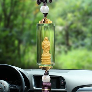 茗尚汽车挂件观音佛像出入平安符保车内挂S饰品高端后视镜吊坠男