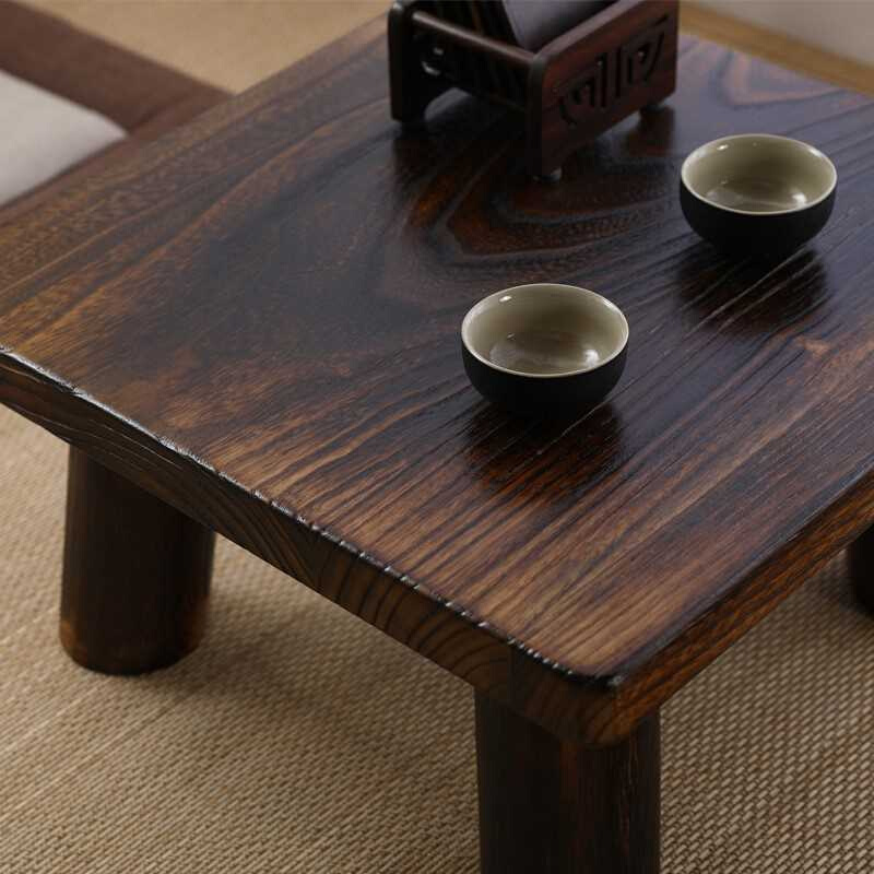 日式烧桐木飘窗桌子小茶几简约榻榻米矮桌子圆地桌炕几实木小方桌 - 图1