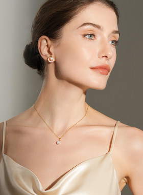 海水珍珠项链女18K金锁骨链