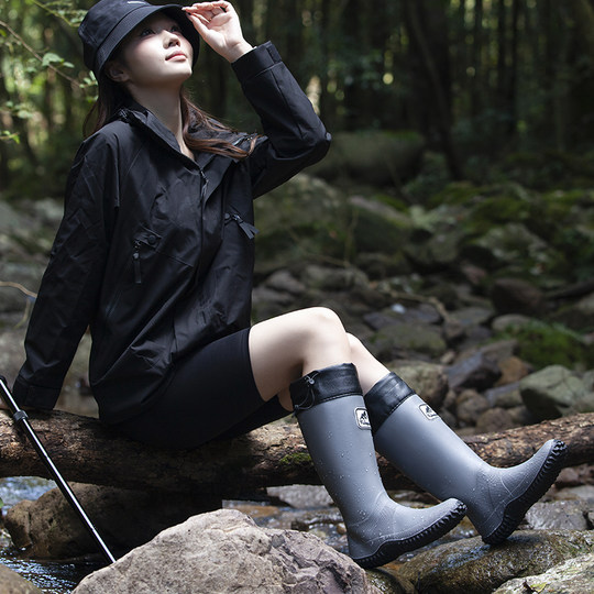 Japan foldable wild bird association rain boots women's rain forest hiking rain boots non-slip waterproof shoes outdoor hiking