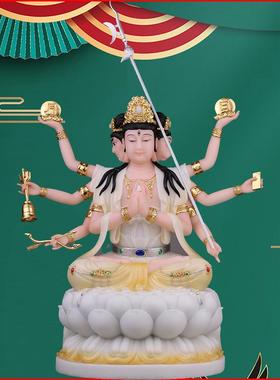 木语斗母元君斗姆四面八臂摆件