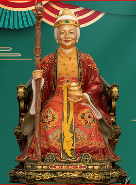 铜彩土地公公婆婆福德像装饰摆件