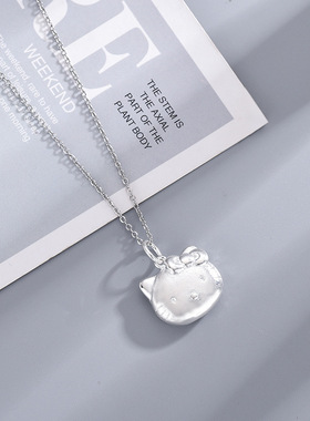 新款网红直播热卖凯蒂猫项链可爱少女喷砂凯蒂猫吊坠女锁骨链