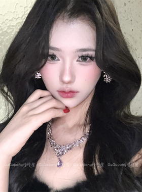 闪耀千金感紫色锆石项链