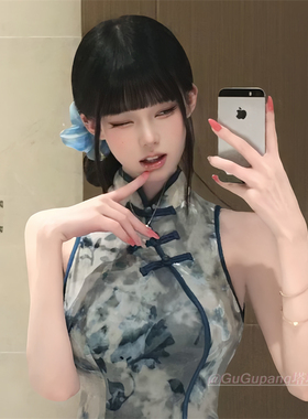 新中式蓝色百合花抓夹