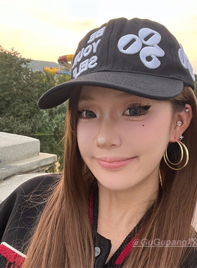 美式黑色字母棒球帽女