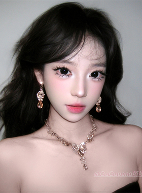 奢华香槟色水滴闪钻项链