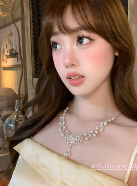 法式轻奢白色水滴珍珠项链