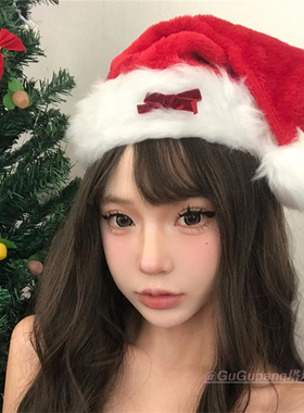 氛围感红色蝴蝶结圣诞帽