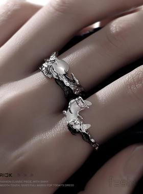 乌云遮日高级情侣对戒复古银轻奢