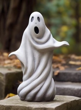 跨境万圣节园林雕塑白色幽灵户外雕像可爱幽灵园林装饰树脂工艺品