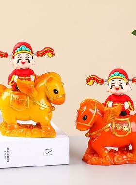 马年吉祥马国潮摆件卡通小马新款送福送财中国风家用马上发财摆件