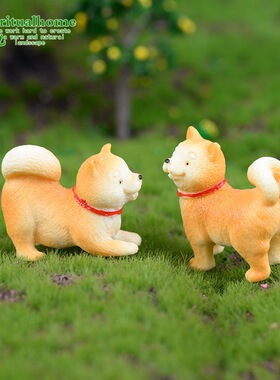 饰小黄狗动物摆件创意盆景树脂小