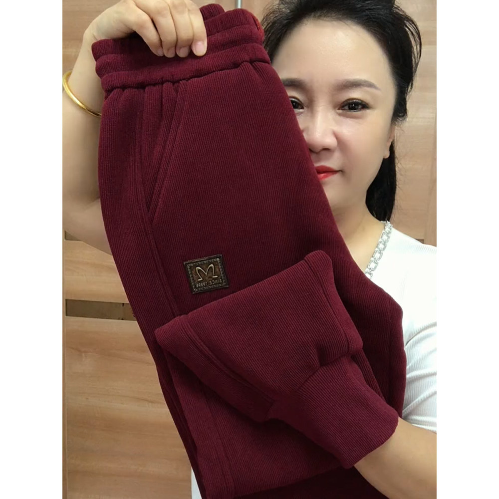 2025冬季新款加绒加厚休闲裤女宽松显瘦高腰羊羔绒哈伦裤束脚卫裤,淘宝优惠券,粉丝福利购,淘宝优惠卷