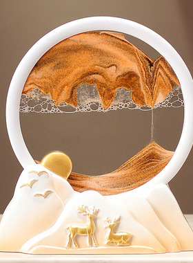 招财鹿流沙画摆件家居客厅