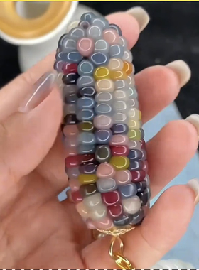 文玩玉米毛料手把件迷你宝石血丝玉米文宝小墩墩手持挂件玛卡龙色