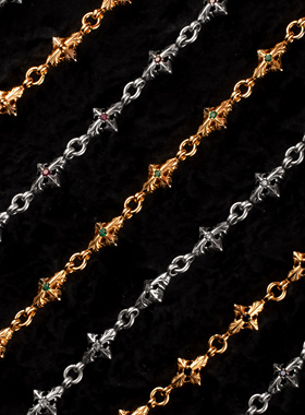 22k镀金镶钻手链925纯银22k镀金