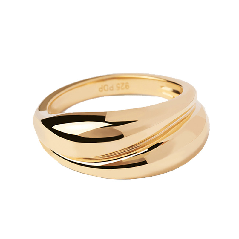 pdpaola素圈银镀18k金男女对戒 PDPAOLA海外戒指/指环