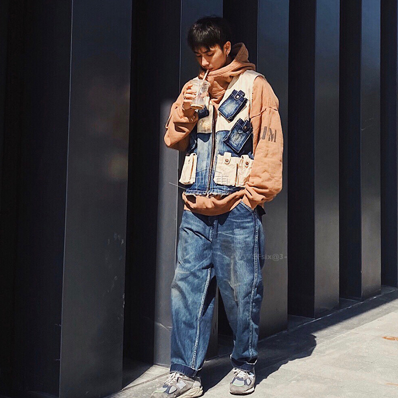 【现货】SOLAR BEAMS阔腿水洗牛仔裤余文乐日系直筒宽松工装长裤 - 图2