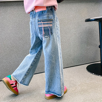 Girl Jeans Spring Autumn Style 2024 New Children Pants Spring Dress Ocean Gas Little Girl Spring Casual Pants Loose