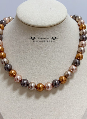 S925银手工定制正版进口5810珍珠女短项链混彩时尚高级秋冬美拉德