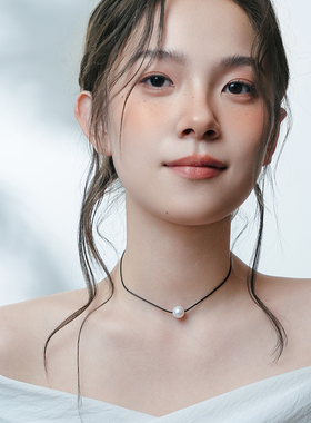 EOLO「綺」黑皮绳珍珠项链女