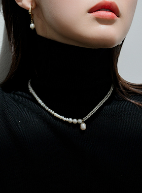 EOLO叠韵珍珠颈链女纯银