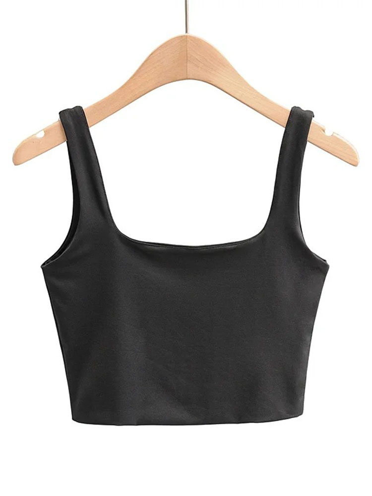 Sexy Umbilical Slim Fit Solid Tank Top性感露脐修身纯色背心女 - 图2