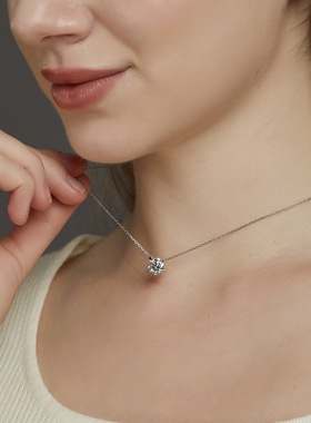 璀璨莫桑石项链S925银镀18K金镶嵌彩宝宝石镶锁骨链轻奢时尚