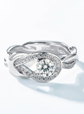 新款S925银镀18K金银纽扣戒指女莫桑石围镶彩宝宝石指戒时尚饰品