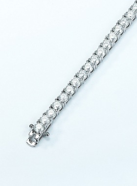 新款璀璨莫桑手链S925银镀18K金满镶彩宝宝石莫桑石满钻手饰轻奢